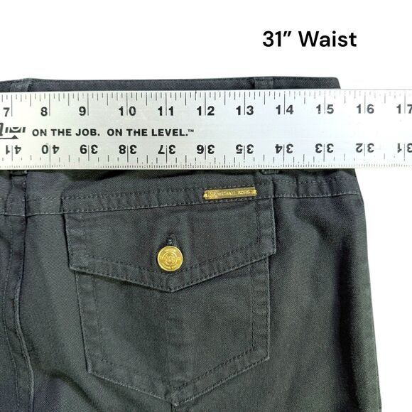 Michael Kors Black Gold Zipper Stretch Skinny Jeans Gold‎ Zip Ankle Women Size 4 - Picture 11 of 14
